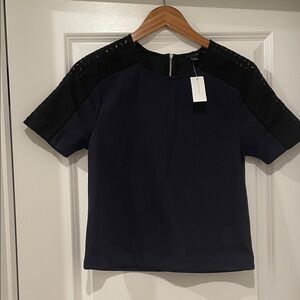 Ann Taylor Navy and Black Women's Blouse xs nwt